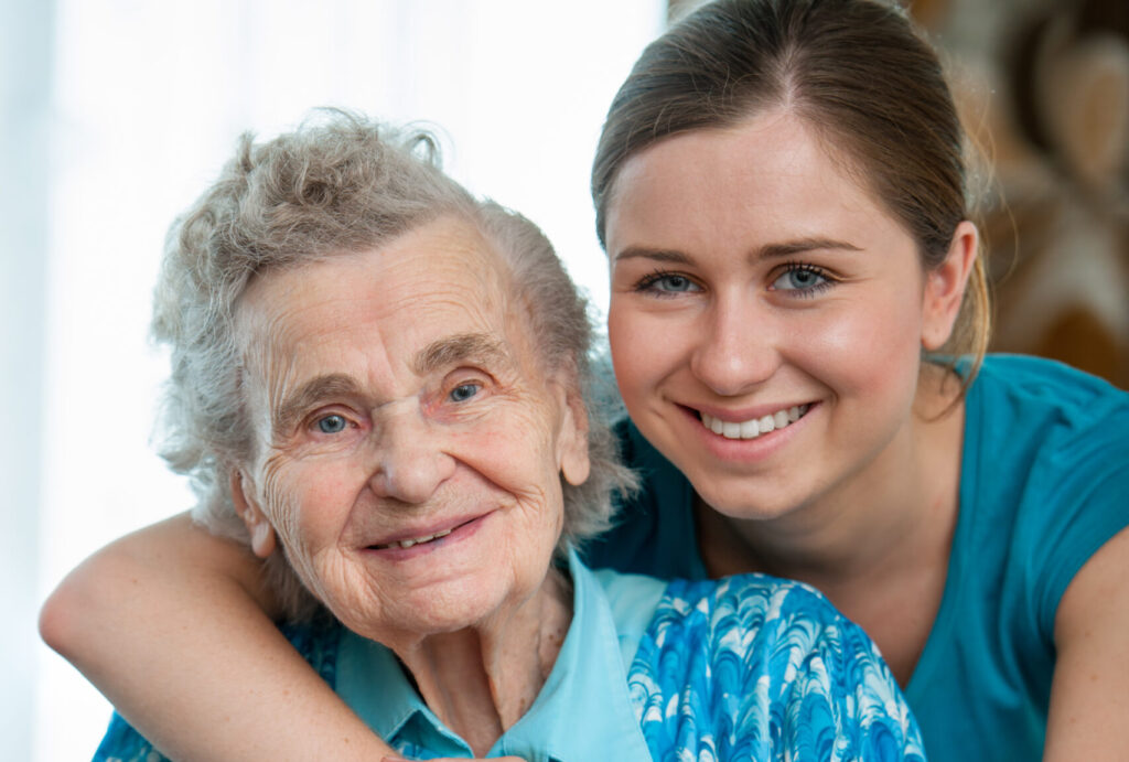 Senior woman and her caregiver